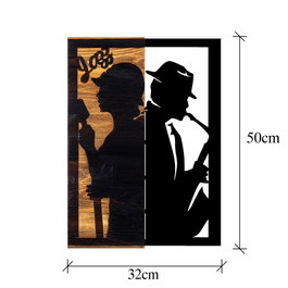 Wallity Jazz Accesorio Decorativo de Pared Negro y Nogal claro